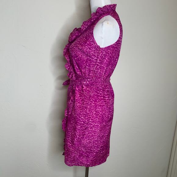 LOFT Pink Leopard Cheetah Wrap Dress Size 0 P - Picture 3 of 9